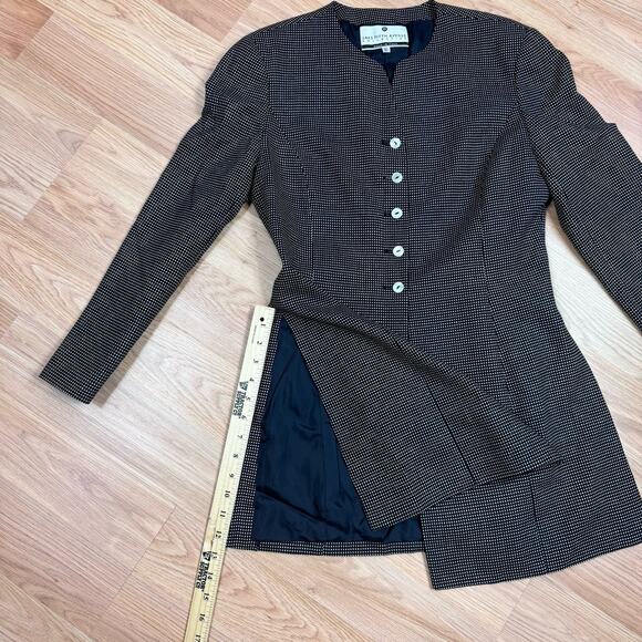 Saks Fifth Avenue Women’s Jacket Vintage Black White Dot Silk Wool Size 6 - Picture 5 of 7